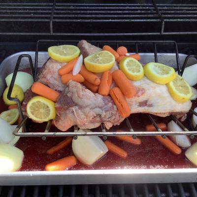 Leg of Lamb Going in the oven.